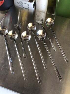 Set of 7 Stainless Steel Butterfly Motif Long Handle Spoons